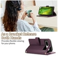 thumbnail image 2 of Allytechgroup Google Pixel 6 Wallet Case with Cards Holder Zipper Pocket, RFID Blocking Hand Wrist Shoulder Strap Stylish Girls Women Phone Case for Google Pixel 6, Darkpurple, 2 of 9