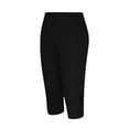 thumbnail image 5 of Stamzod Yoga Pants for Women Summer Solid Color Stretch Waist Capri Leggings Casual Slim Fitting Plus Size Capri Pants for Women Black E L, 5 of 5