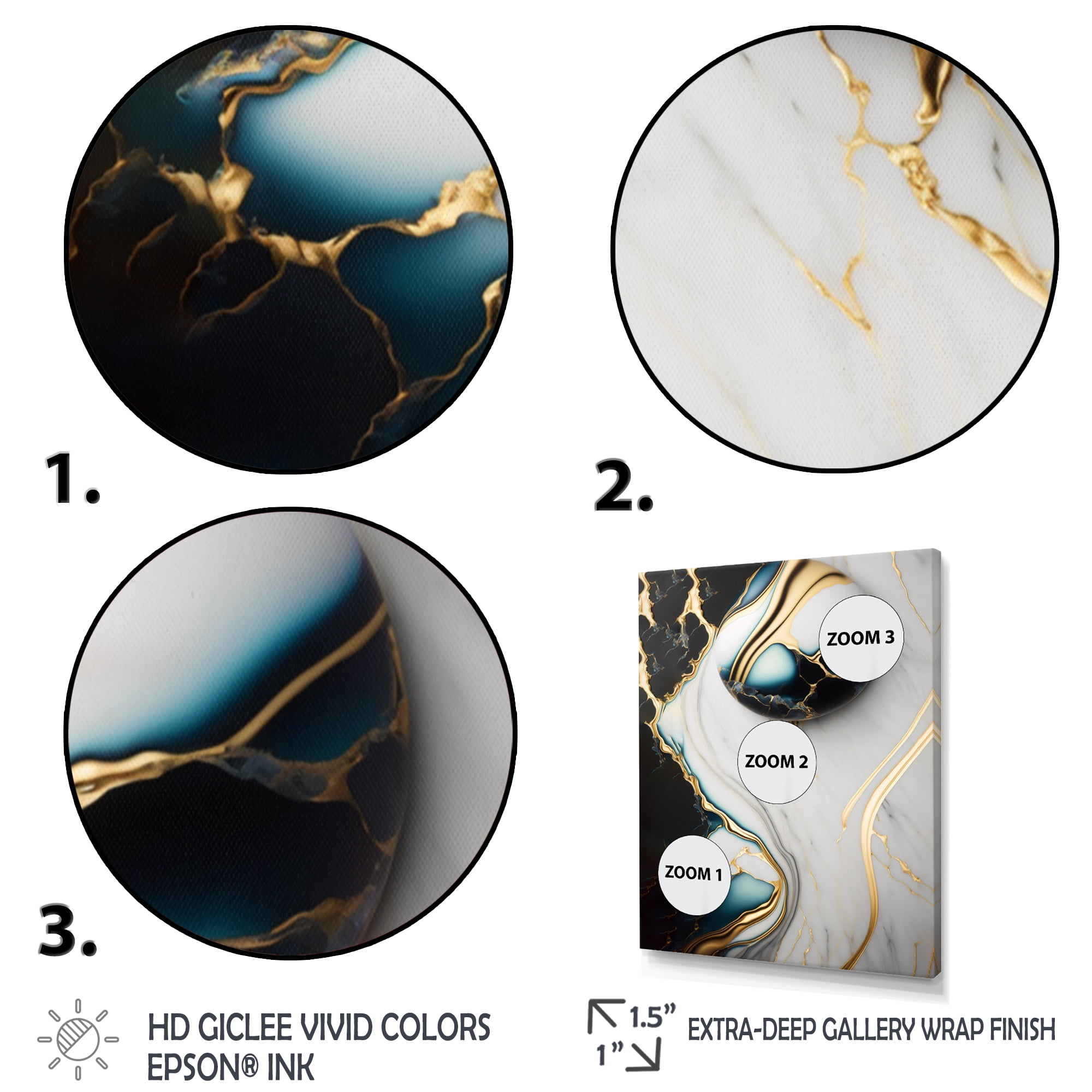 Designart Abstract Geode Gold And Green Marble IV Canvas Wall Art