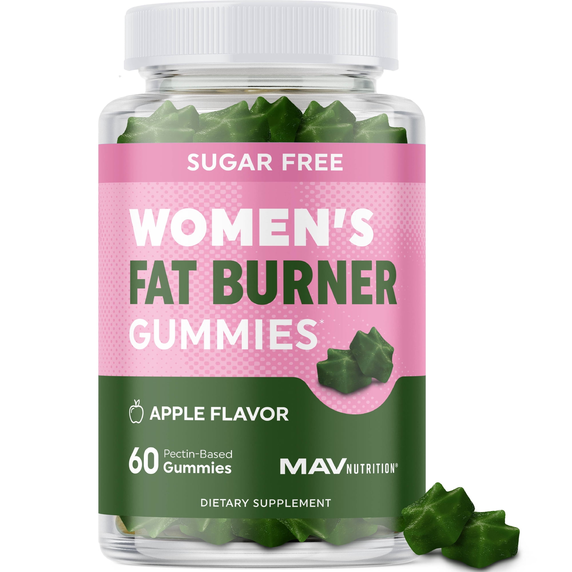 MAV Nutrition Pectin-Based Gummies for Women with Green Tea, Green Coffee Bean & Garcinia Cambogia, Apple Flavor, 60 Ct