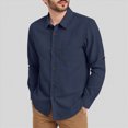 thumbnail image 2 of Ccpelsie Button Up Long Sleeve Shirts for Men Big and Tall Lightweight Mens Dress Solid Color Shirts(A01-Navy,S), 2 of 5