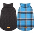 thumbnail image 1 of Kuoser Abrigo cálido para perros, chaqueta reversible para perros, impermeable, abrigo de invierno, estilo británico, ropa para perros a cuadros, abrigos para clima frío, chaqueta de nieve acogedora,, 1 of 4