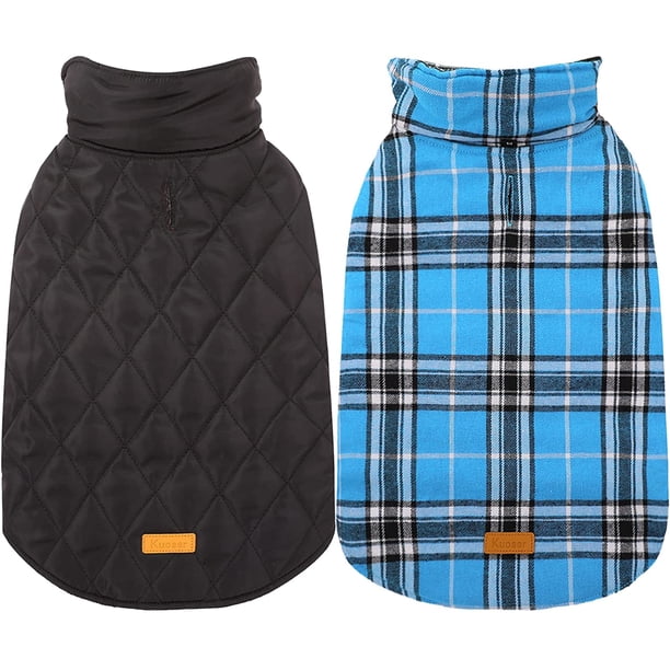 Kuoser Abrigo cálido para perros, chaqueta reversible, abrigo de invierno impermeable, ropa a cuadros de estilo británico, abrigos para clima frío, chaleco de nieve acogedor para perros pequeños, medi