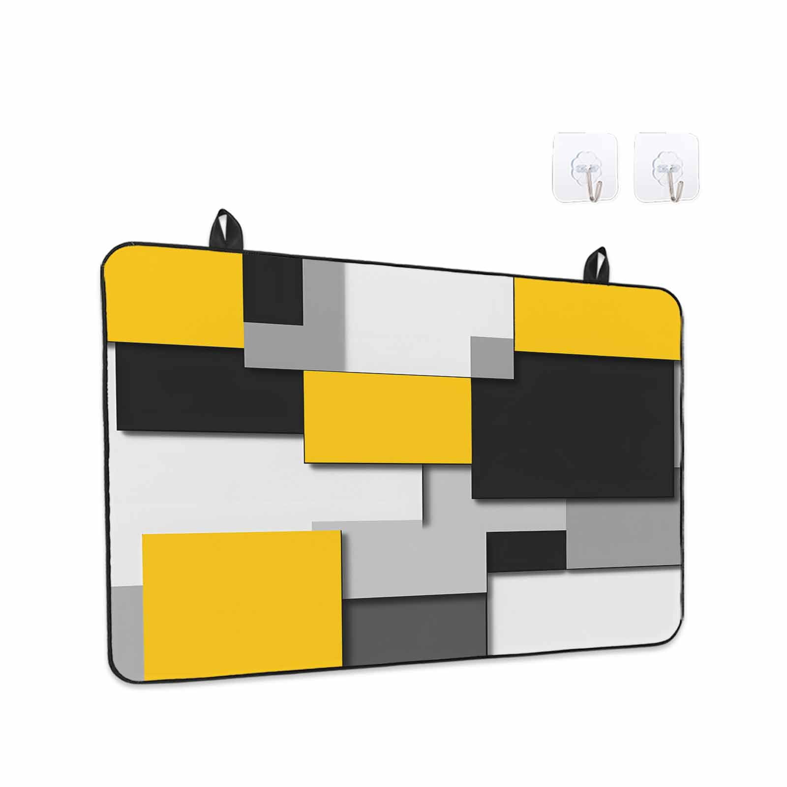 Yellow Grey Black Geometric Stove Top Cover for Electric Stove, Heat-proof & Non Slip Glass Top Stove Cover Protector, Modern Abstract Art Kitchen Flat Cooktop Rubber Mat 36x21 Inches