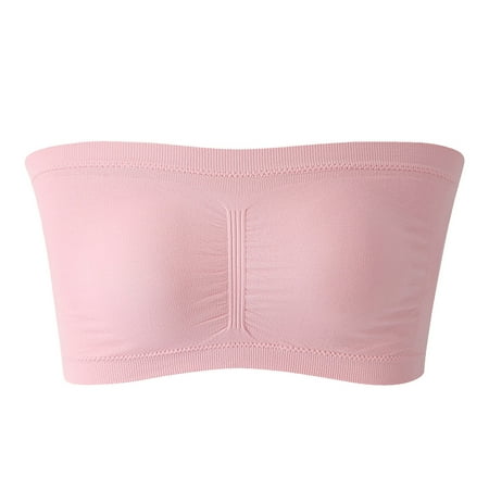 

Fsqjgq Bras for Women Pack Stretch Strapless 1 Piece Bra Summer Bandeau Bra Plus Size Strapless Bra Comfort Wireless Bra Padded Top Bra for Women Polyester Pink Xxxxl