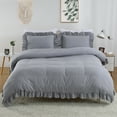 thumbnail image 2 of CAROMIO Twin 2 Pcs Gray Ruffled Duvet Cover Set Soft Washed Microfiber Vintage French Country Duvet Cover Set for Kids Girls, 2 of 7