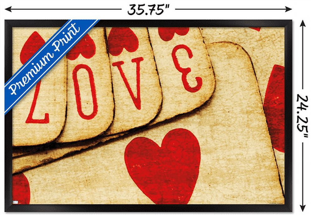 Tom Quartermaine - Playing Cards with Love Wall Poster, 22.375" x 34", Framed