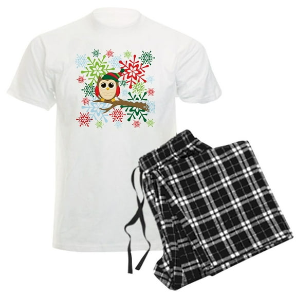 CafePress - Christmas Owl Men's Light Pajamas - Men's Light Loose Fit Cotton Pajama Set