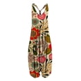 thumbnail image 2 of Women Casual Vintage Print Backless V-Neck Sleeveless Playsuit Jumpsuit, 2 of 4