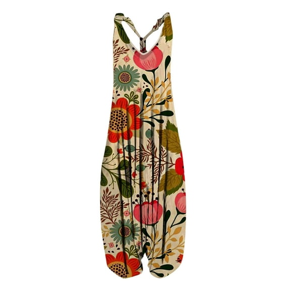 IROINNID Sleeveless V-Neck Jumpsuit For Women Full-Length Casual Vintage Leisure Backless Jumpsuit