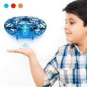 ZIOBLW Hand Operated Drones for Kids & Adults, Super Fun & Easy Hands Free Mini Drone Helicopter (2 Speed & LED Light), Indoor Flying Ball Toys Gifts for 6 7 8 9 10 Years Old Boys & Girls - Blue