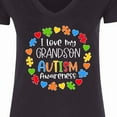 thumbnail image 4 of Inktastic I Love My Grandson Autism Awareness Women's V-Neck T-Shirt, 4 of 5