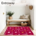 thumbnail image 3 of ODIKA 4'x6' Machine Washable Non-Slip Area Rug, Festive Pine Tree Forest with Scattered Starbursts and Winter Blossoms High Traffic Rug, Red, 623234, 3 of 7