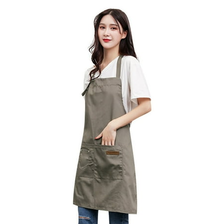 

LBECLEY Bakers Apron for Men Cooking Crafts Canvas Chefs Apron Plain Pockets Bbq Kitchen Baking Kitchen，Dining & Bar Christmas Apron with Pockets for Waitress Khaki One Size