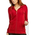 thumbnail image 3 of Sofra Women's Cotton Comfort Zip Up Hoodie Jersey Sweater - Red - XL, 3 of 4