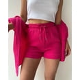thumbnail image 3 of AURA Women Two Piece Outfit Long Sleeve Shirt Drawstring Shorts Casual Set, 3 of 8