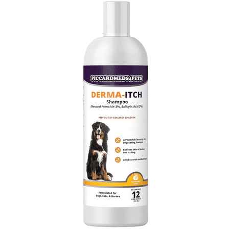 Piccardmeds4pets Derma-Itch Benzoyl Peroxide 3% Shampoo for Dogs 12 oz.