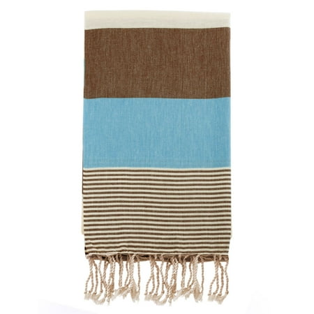 Swan Comfort 100% Organic Turkish Cotton Absorbent Beach & Bath Towel - Blue - Brown