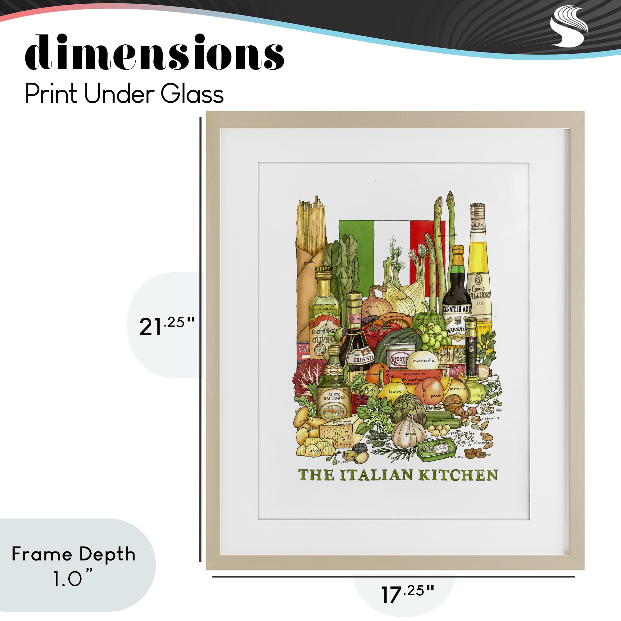 Stupell Industries Italian Kitchen and Food Birch Framed Print Under Glass, design by Nancy Overton