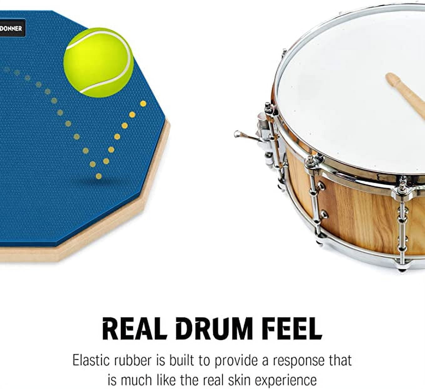 Donner Drum Practice Pad, 12 Inch Double Sided Silent Drum Pad With Drumsticks, Blue