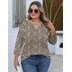 thumbnail image 5 of Blusa tipo túnica Romantii, talla grande, manga 3/4, cuello en V, estampado de leopardo, 5 of 5