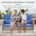 thumbnail image 3 of PARKWELL 3-Seat Patio Wicker Couch Outdoor Rattan Sofa Furniture with Thick Navy Cushions for Porch Balcony Backyard,Gray Wicker, 3 of 9