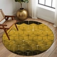 thumbnail image 2 of Round Rug 5Ft Washable Non-Slip, Yellow Geometric Circle Area Rugs for Living Room Bedroom, Modern Abstract Art Ombre Indoor Floor Mats Carpet Runner for Home Decor Aesthetic, 2 of 8