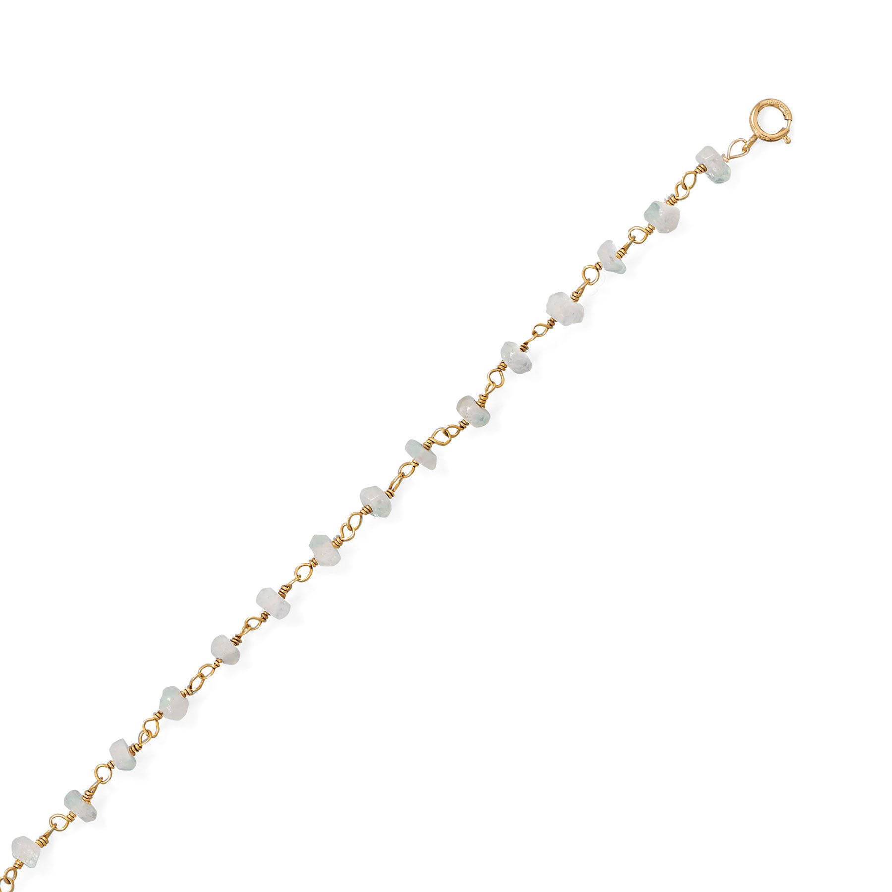 Precious Stars 14K Goldplated Sterling Silver Rainbow Moonstone Anklet- 9.5 Inches Long With 1 Inch Extension