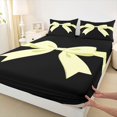 thumbnail image 3 of Feelyou Black Yellow Bowknot Twin Sheet Sets for Girls, Kawaii Bow-tie Ribbon Twin Fitted Sheet, Cute Princess Style Flat Sheet, Ultra Soft Bedroom Decor, 3 Pieces, 3 of 7