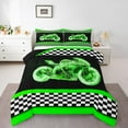 thumbnail image 2 of Erosebridal Cool Motorcycle Bedding Sets Twin with Comforter, Honeycomb Duvet Insert, Checkered Flag Decor, Breathable 2-Piece, 2 of 8