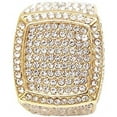 thumbnail image 6 of Charles Raymond Bling-ed Out Round Luxury Mens Watch w/Bling-ed Out Cuban Bracelet and Iced King Ring Set - L0504 BR 3pc Set (11,Red-Gold), 6 of 7