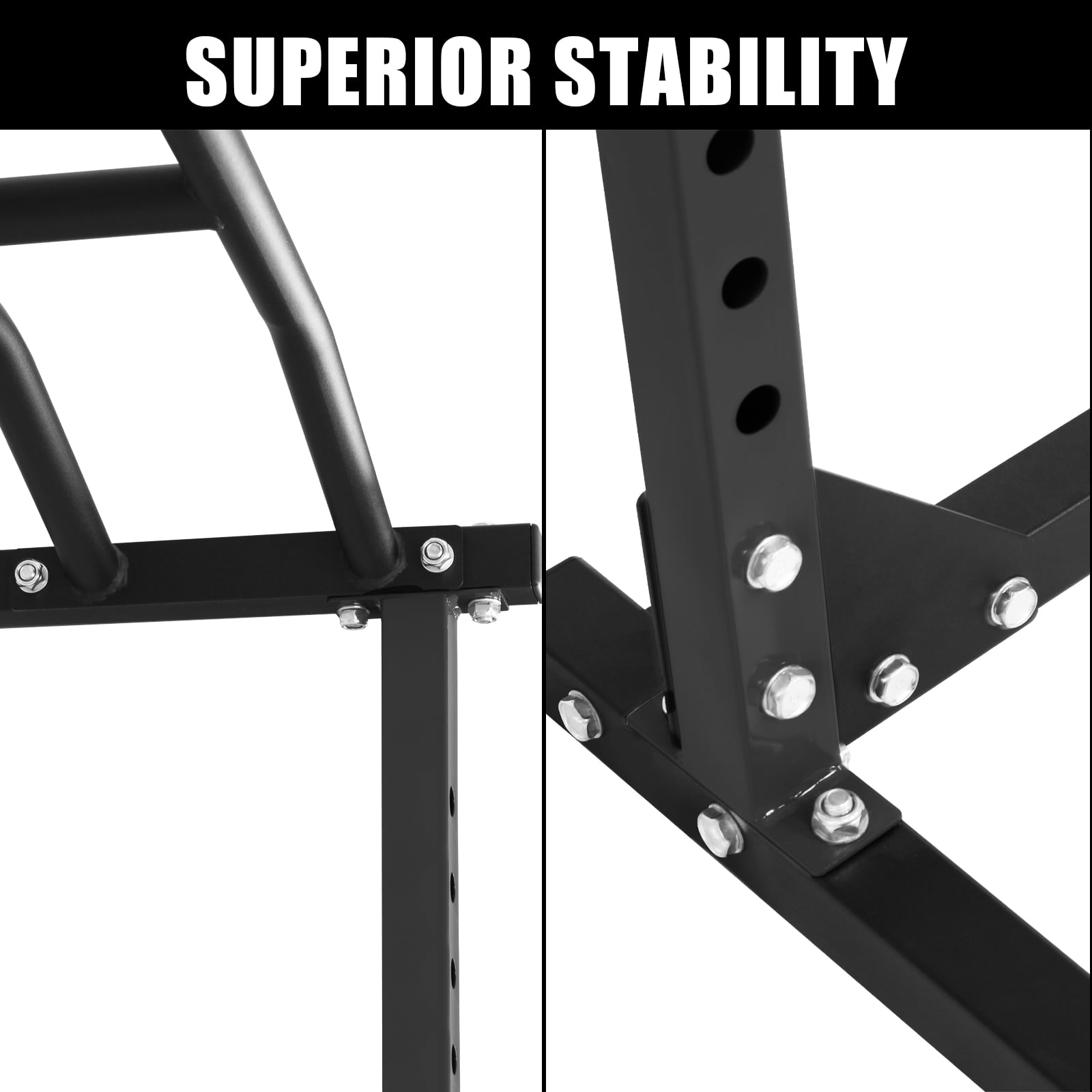 Multi-Function Power Cage Squat Rack with Adjustable Safety Bars, Pull Up Bar for Home Fitness Weight Training