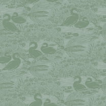 Laura Ashley Swans Jade Green Wallpaper