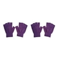thumbnail image 3 of Sonducket 1 par de guantes sin dedos, tejido artesanal, cubierta de medio dedo, accesorio de ropa, calentador de manos con Color sólido para Violeta 2piezas, 3 of 6