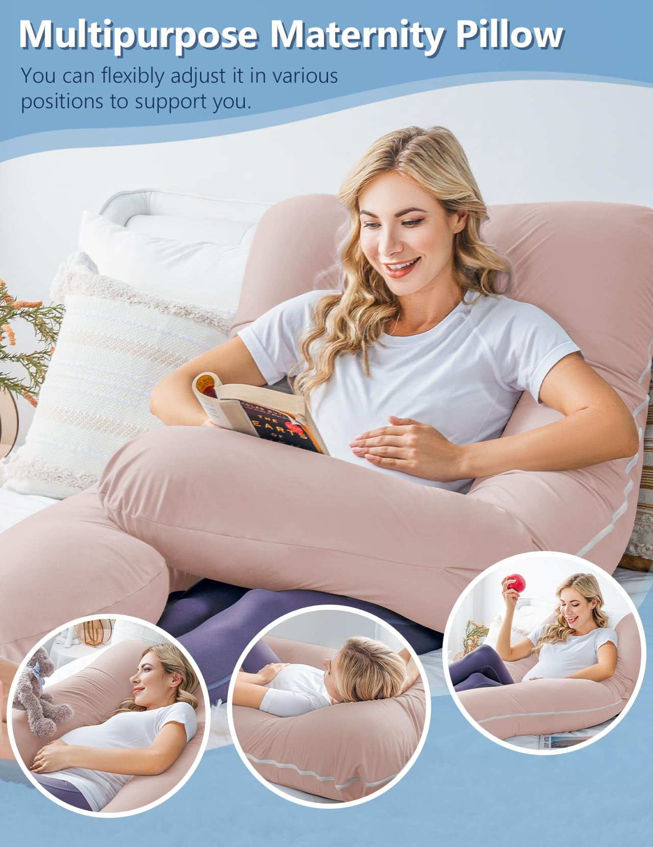Pillows For Sleeping  Maternity Body Pillow Woman U Shaped With Jersey Cover