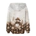 thumbnail image 6 of Women's Fashionable Casual Zippered Hooded Sweatshirt Jacket with Christmas Print and Drawstring, Furry Plush for Winter,Brown,L, 6 of 7