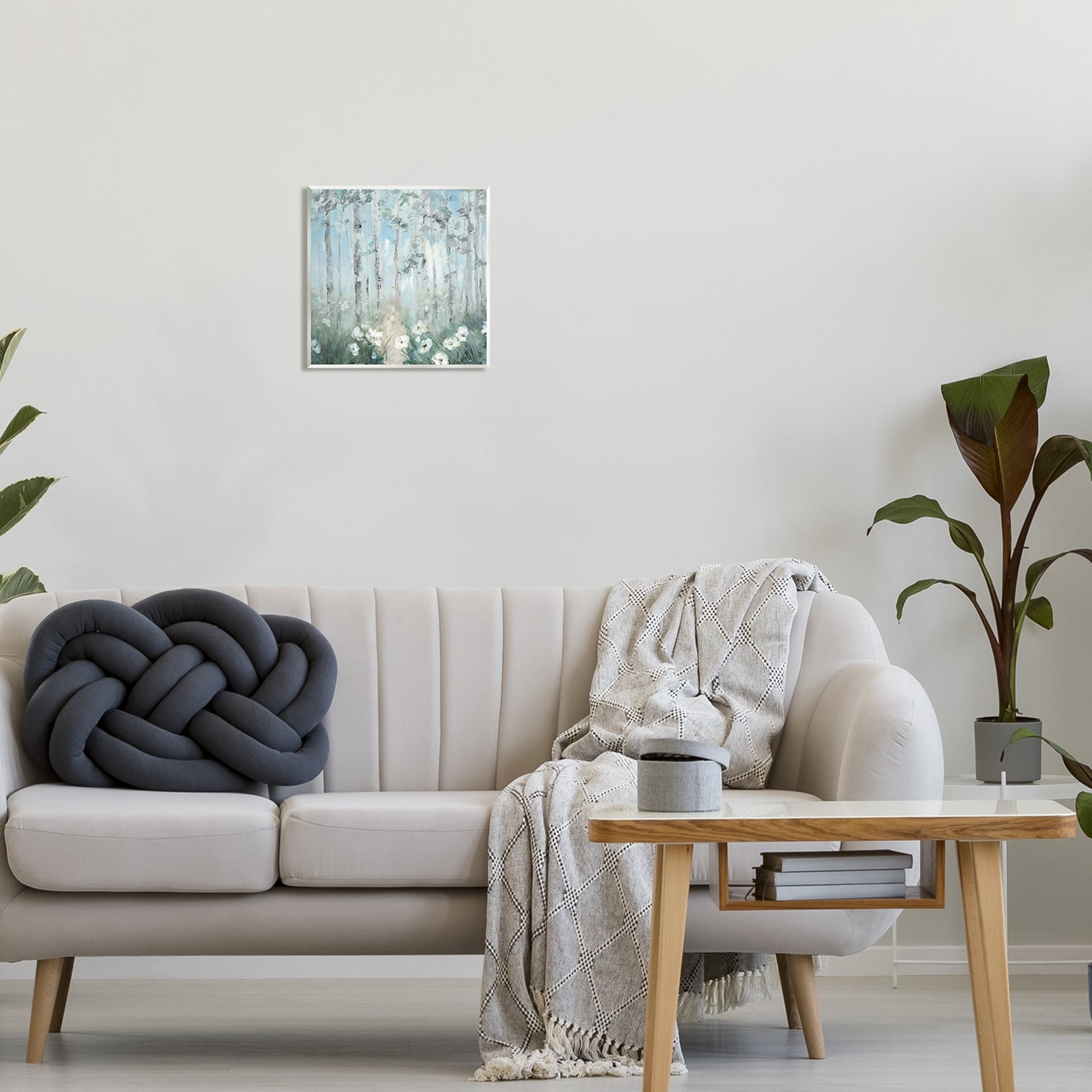 Stupell Industries White Flowers Blooming Forest Birch Trees Scenery Painting Unframed Art Print Wall Art, Design by Sally Swatland
