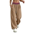 thumbnail image 3 of Sevevn Women's Mid Rise Wide Leg Sweatpants Soft Stretch Drawstring Waistband, Slimming Multi Pocket Winter Travel Trousers, 3 of 8