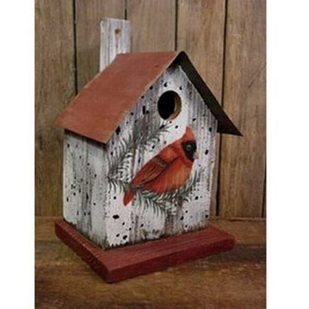 Metal Roof Cardinal Birdhouse