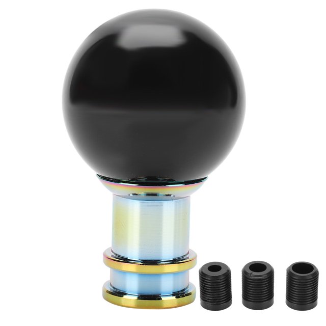 Perilla de cambio Acrílico Color negro Forma de bola con 3 adaptadores de plástico Accesorios universales para automóvil