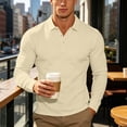 thumbnail image 2 of SAWOBUUN Men's Long Sleeve Shirt Slim Fit Classic Button Collar Top Solid Color Stretch Business Office Casual Pullover, 2 of 9