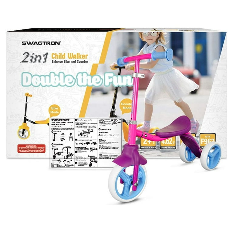 Swagtron K2 Kids 3 Wheel Scooter Ride on Balance Trike Adjustable for 2 5 Year Olds Walmart