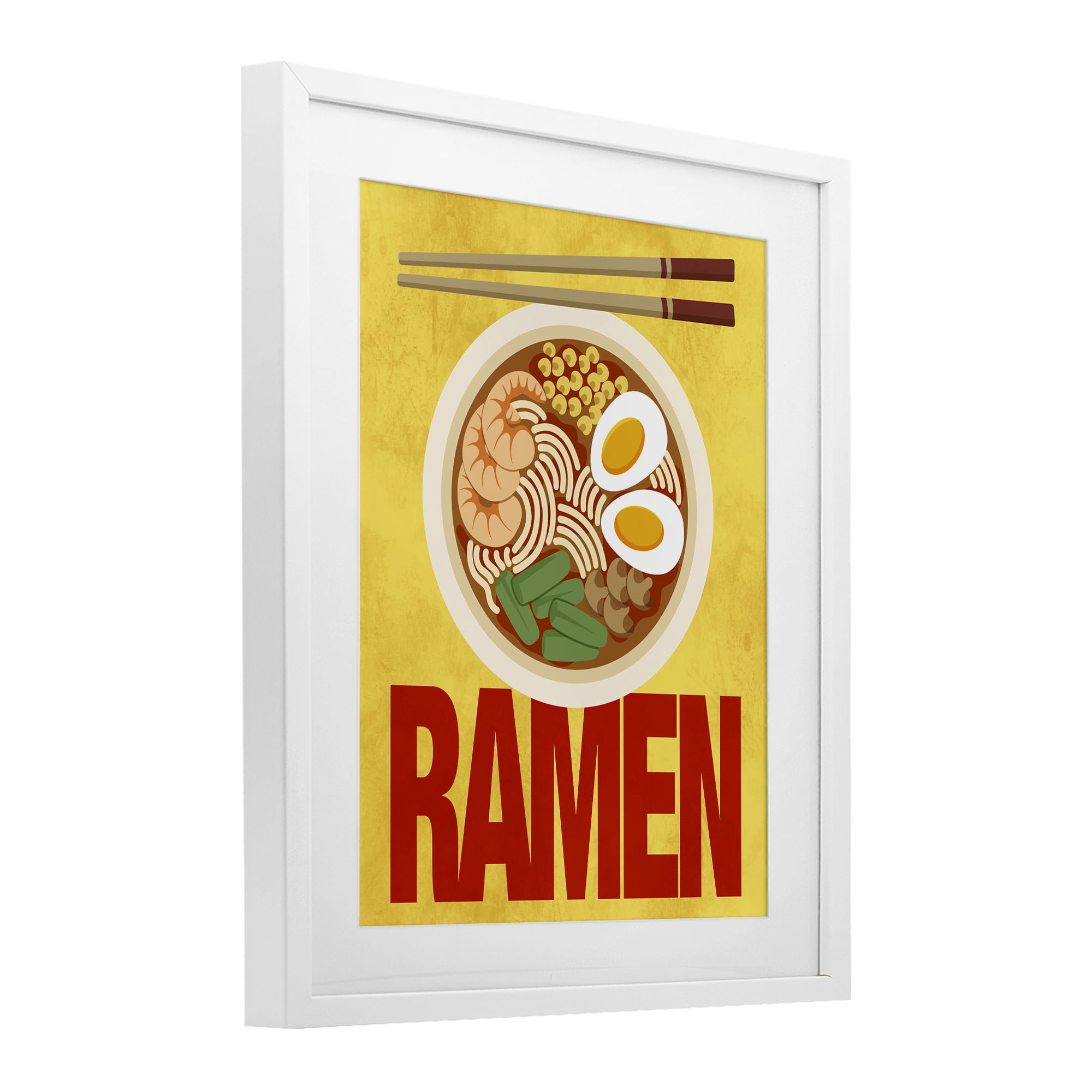 Stupell Industries Bright Ramen & Chopsticks White Framed Print Under Glass, design by Marcus Prime