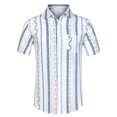 thumbnail image 1 of Lars Amadeus Camisas a rayas de verano para hombre, manga corta, casual, con botones, camisa de playa hawaiana Blanco azul M, 1 of 6