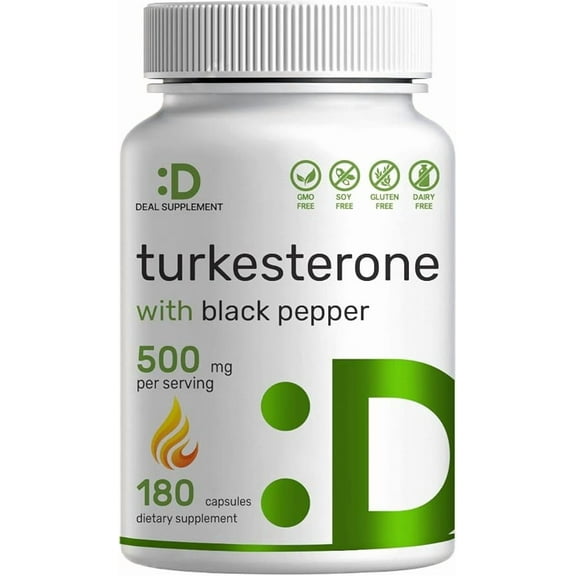 Deal Supplment Turkesterone Supplement 500mg with Black Pepper Extract, 180 capsules