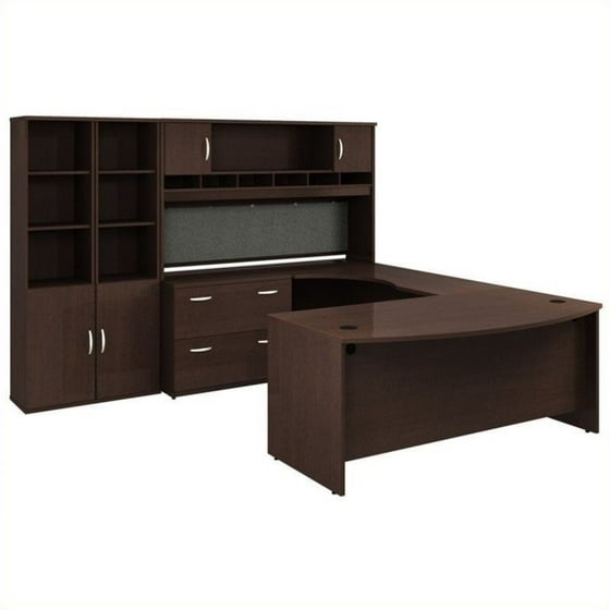 Bush Business Series C Mocha Cherry Executive U Shaped Desk