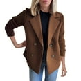 thumbnail image 3 of Clearance! Ogiraw Blazers For Women Business Casual Women's Lapel Button Knitted Patchwork Sleeve Casual Coat Cropped Double Breasted Suit Sweater For Women Women'S Blazers & Suit Jackets Brown, 3 of 7