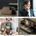 thumbnail image 4 of for Samsung Galaxy S21 FE Premium PU Leather Back Case, Multiple Card Slots Design, Double Magnetic Clasp Study Kickstand RFID Blocking Classic Phone Cover for Samsung Galaxy S21 FE, Brown, 4 of 9