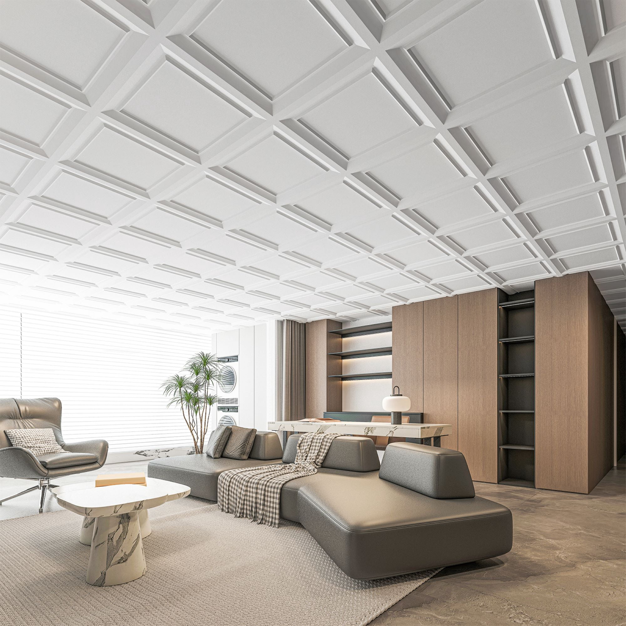 Art3d 24 x 24 Drop Ceiling Tiles for Interior Wall Decor,White Glue Up Ceiling Tile,Pack of 12