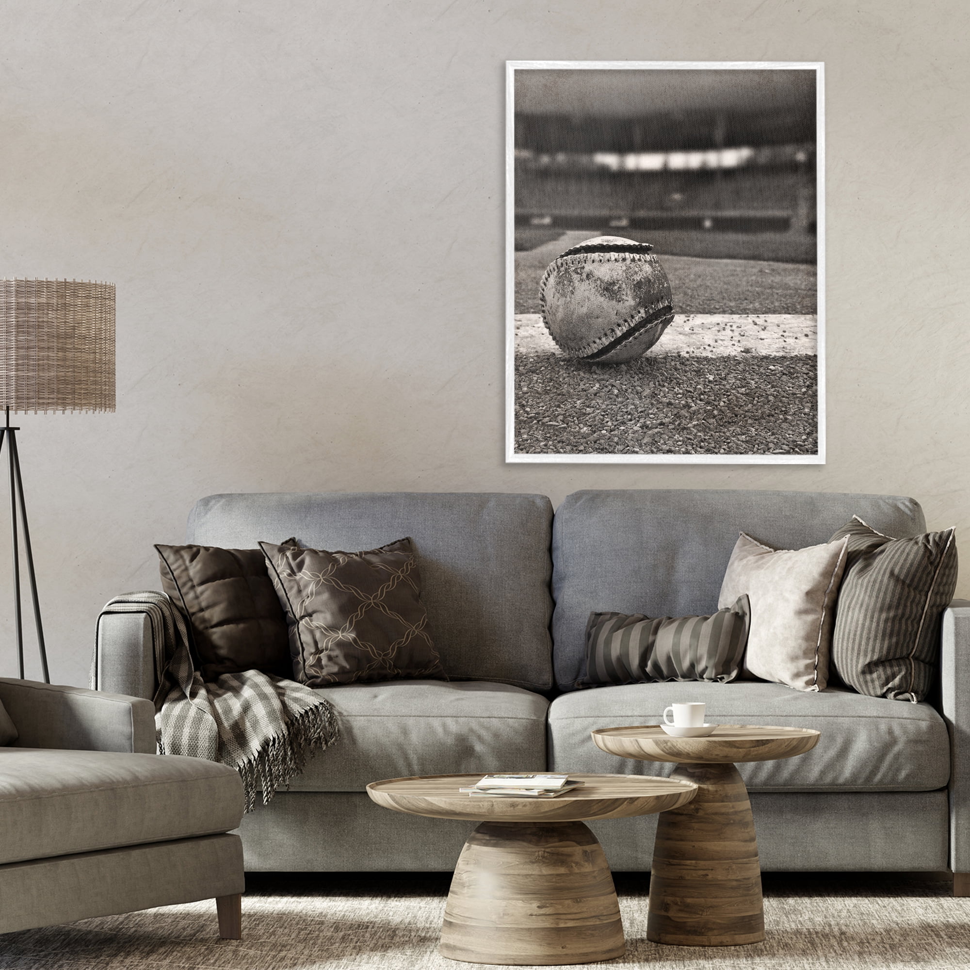 Stupell Industries Vintage Sports Weathered Baseball White Framed Giclee Art, design by Marcus Prime